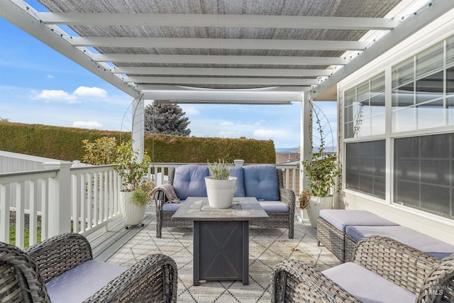 view of patio / terrace with a pergola and an outdoor hangout area