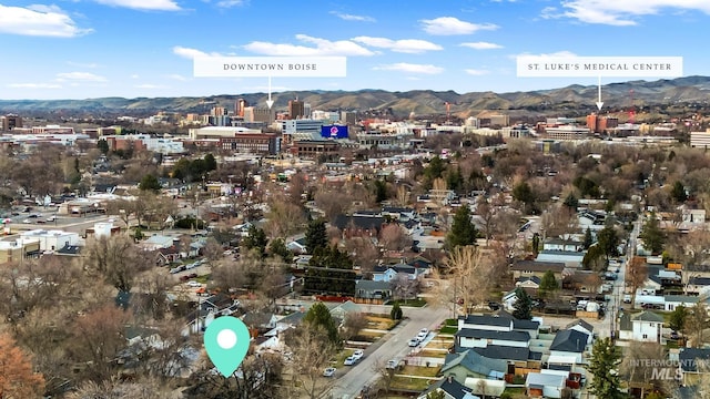 aerial view featuring a mountain view