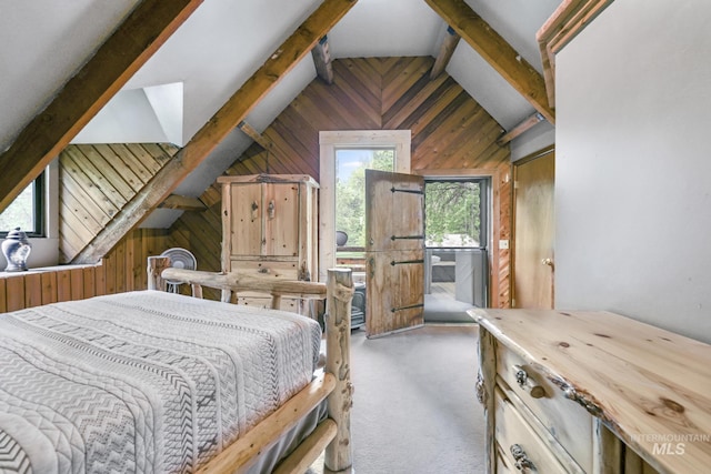 1011 E 1000 S, Albion, ID 83311 - carpeted bedroom with wooden walls and access to exterior