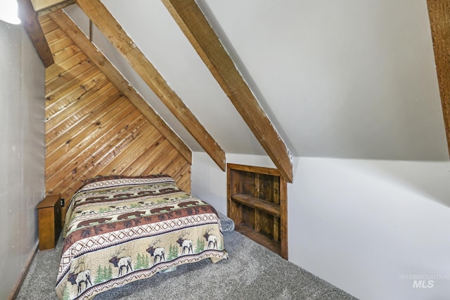 1011 E 1000 S, Albion, ID 83311 - bedroom with beamed ceiling, carpet, and wooden walls