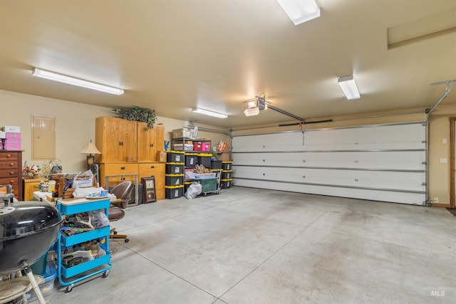 garage with a garage door opener