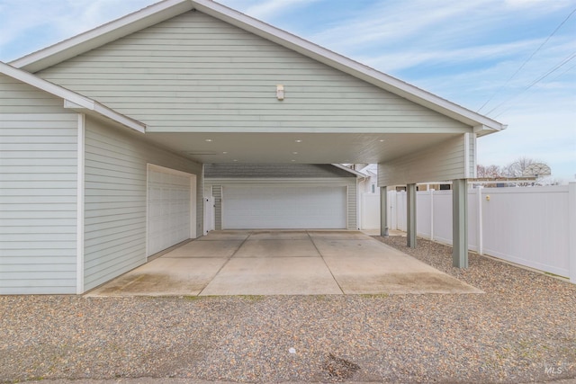 garage with a carport