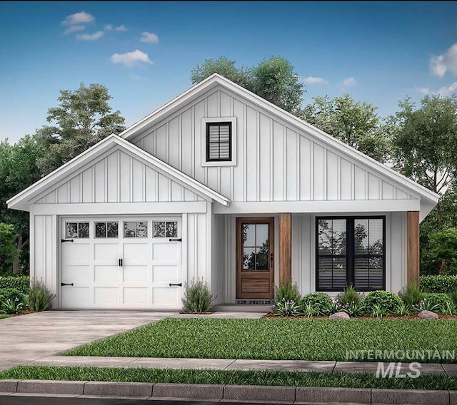 modern farmhouse with a garage