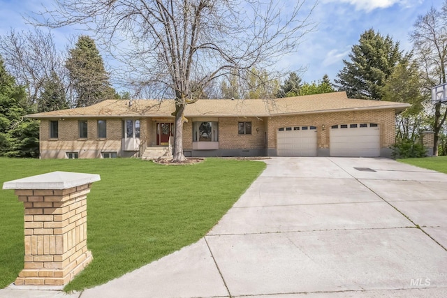125 E Valley View Dr, Preston, ID 83263 - single story home with an attached garage, brick siding, concrete driveway, and a front yard
