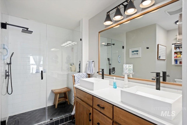1440 Riverbend Pl, Twin Falls, ID 83301 - full bathroom with double vanity and a stall shower