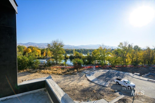 exterior space featuring a mountain view