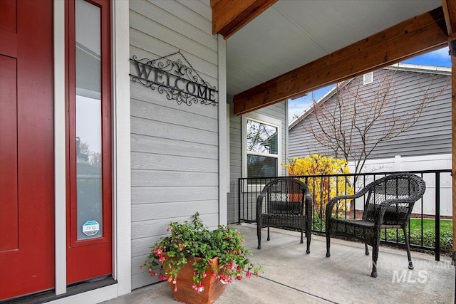 exterior space featuring covered porch