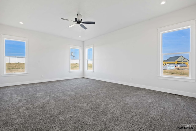 3053 Ajax Ave, Eagle, ID 83616 - spare room featuring ceiling fan, baseboards, recessed lighting, and dark carpet