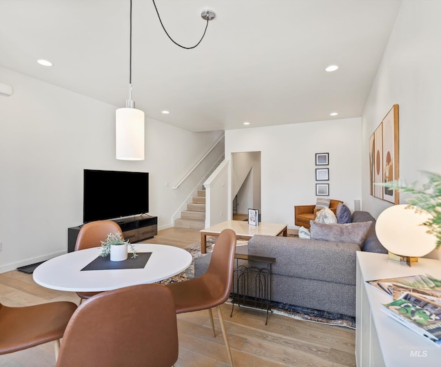 1681 W Idaho St, Boise, ID 83702 - living area with light wood-type flooring, recessed lighting, and stairs