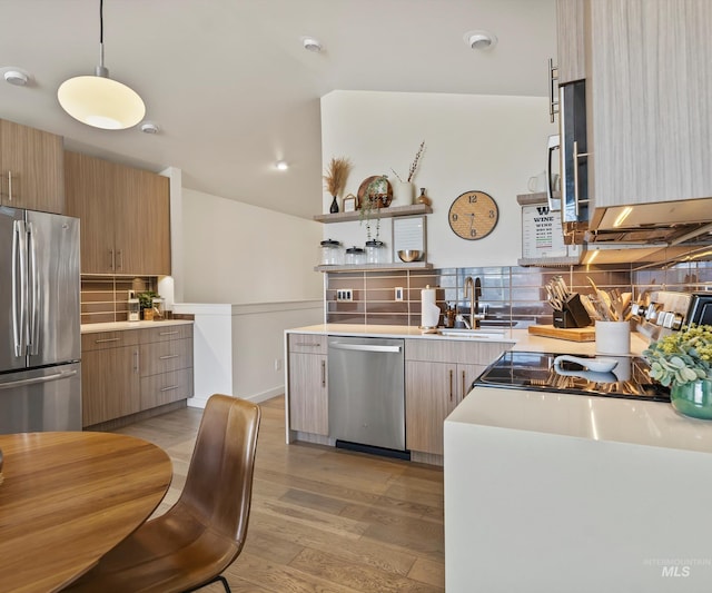1681 W Idaho St, Boise, ID 83702 - kitchen featuring open shelves, modern cabinets, appliances with stainless steel finishes, and a sink