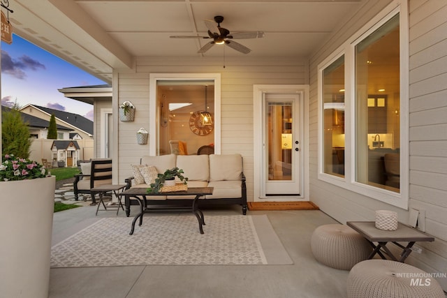 486 E Andes Dr, Kuna, ID 83634 - view of patio / terrace featuring outdoor lounge area and a ceiling fan