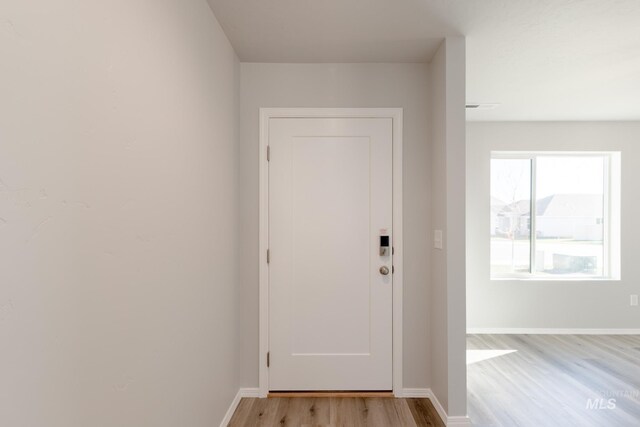 310 Chalcedony Ave, Caldwell, ID 83605 - doorway to outside with light wood finished floors and baseboards