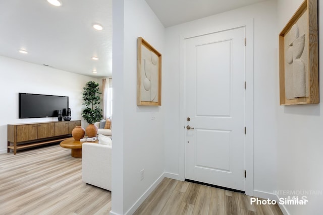 entrance foyer with light hardwood / wood-style flooring