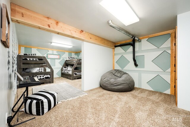 finished basement with carpet floors