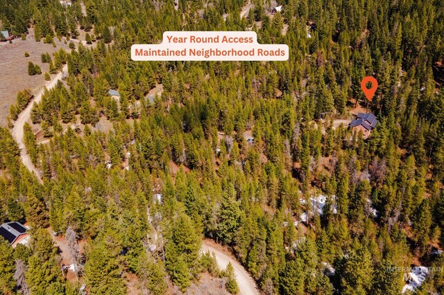 aerial view of a heavily wooded area