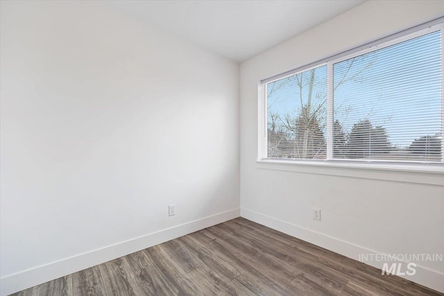 unfurnished room featuring dark wood-type flooring