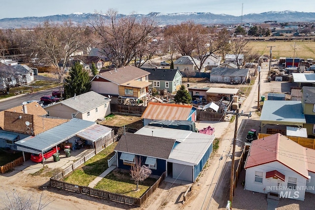 bird's eye view featuring a mountain view and a residential view