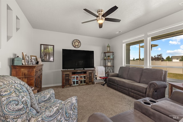 1417 Scranton Ave, Caldwell, ID 83605 - carpeted living room with ceiling fan and baseboards