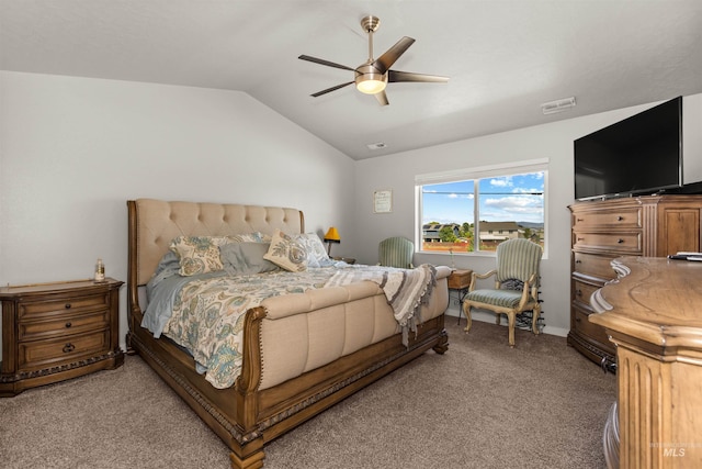 1417 Scranton Ave, Caldwell, ID 83605 - bedroom with light colored carpet, vaulted ceiling, and a ceiling fan