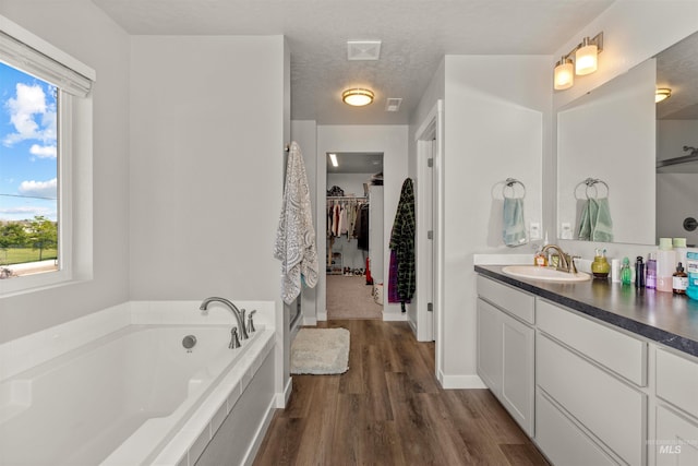 1417 Scranton Ave, Caldwell, ID 83605 - bathroom with vanity, wood finished floors, a garden tub, and plenty of natural light