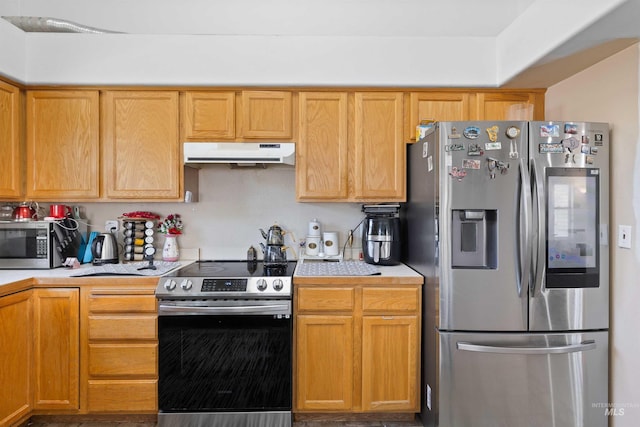 389 Trotter Dr, Twin Falls, ID 83301 - kitchen with stainless steel appliances, under cabinet range hood, and light countertops