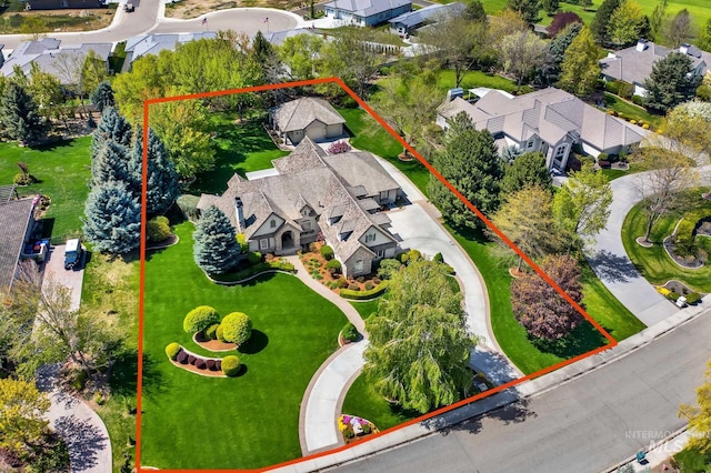 drone / aerial view with a residential view