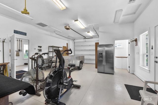 workout area featuring visible vents