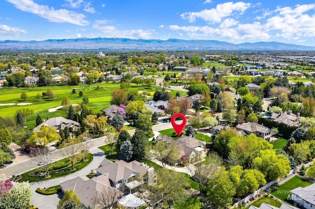 bird's eye view featuring a mountain view and a residential view