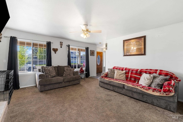 660 Teton, Mountain Home, ID 83647 - living room featuring plenty of natural light, ceiling fan, and carpet floors