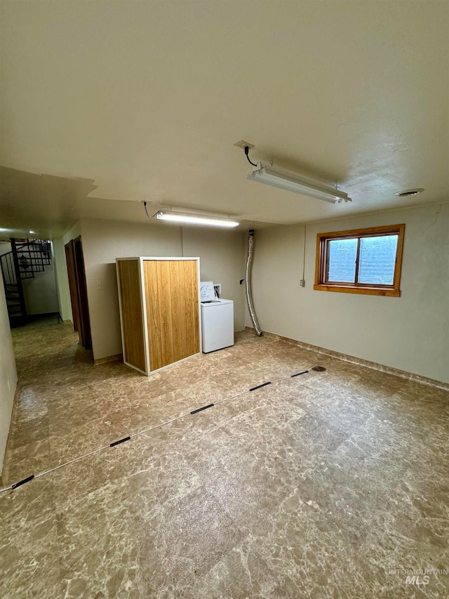 basement featuring washer / clothes dryer