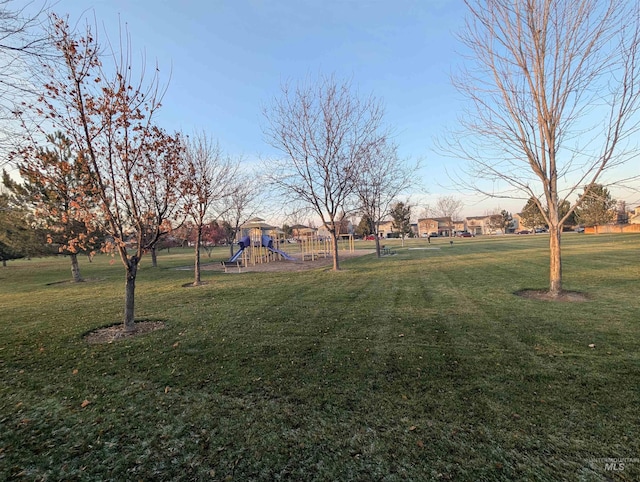 view of yard with a playground