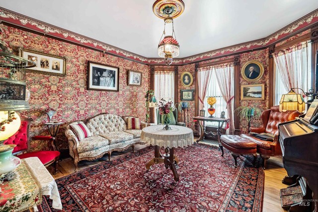 sitting room with light wood-type flooring