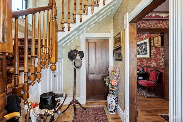 foyer with hardwood / wood-style flooring