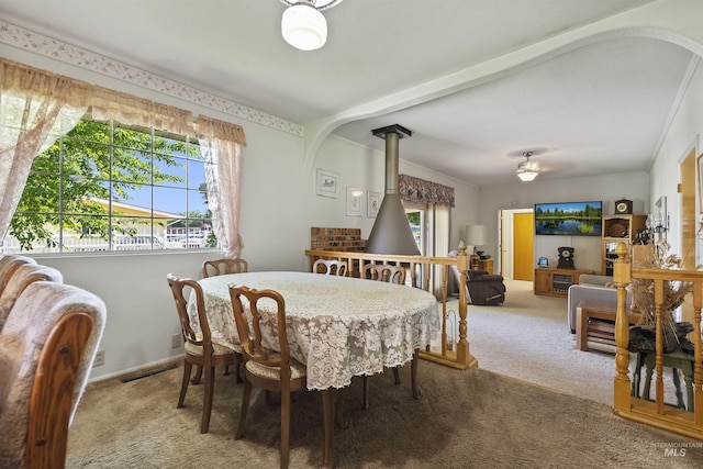 93 S Lancaster Dr, Nampa, ID 83651 - dining space with carpet, healthy amount of natural light, and a wood stove