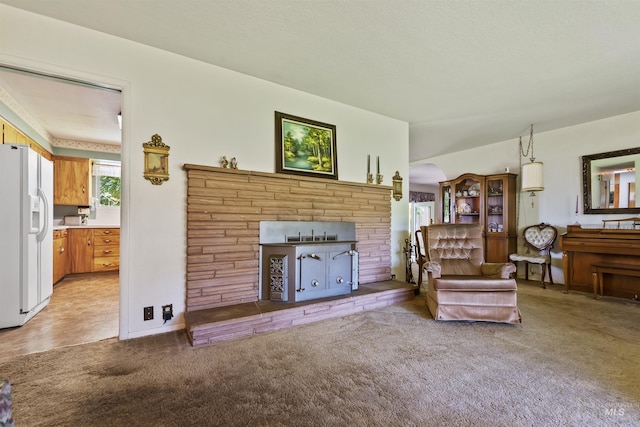 93 S Lancaster Dr, Nampa, ID 83651 - living room featuring light colored carpet and arched walkways