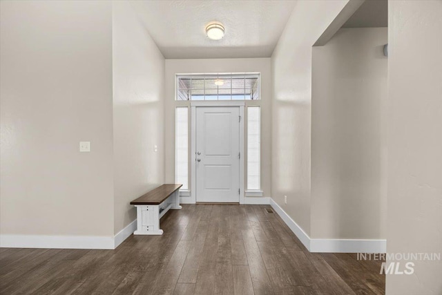 4991 N Sun Shimmer Ave, Meridian, ID 83646 - entryway with baseboards and dark wood finished floors