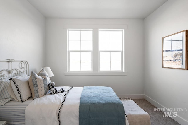 bedroom featuring multiple windows and carpet