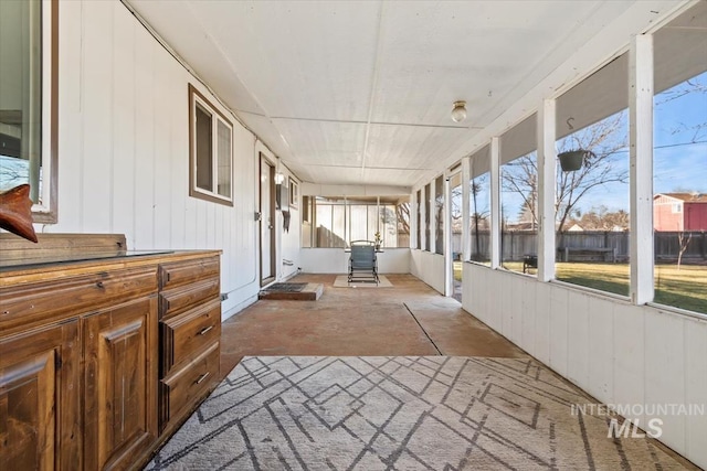 view of unfurnished sunroom