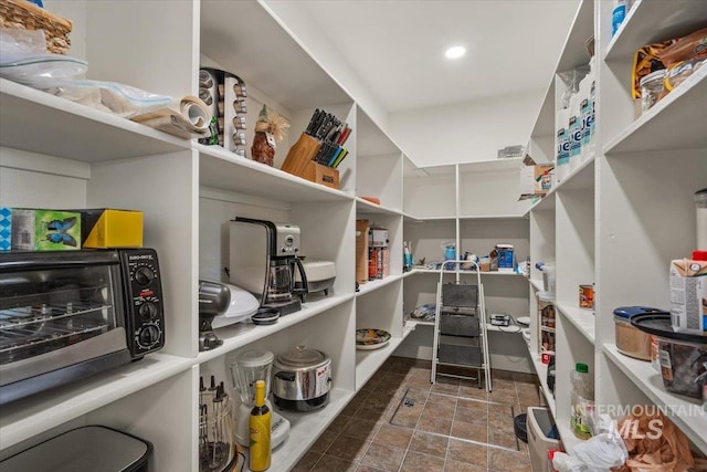 pantry with a toaster