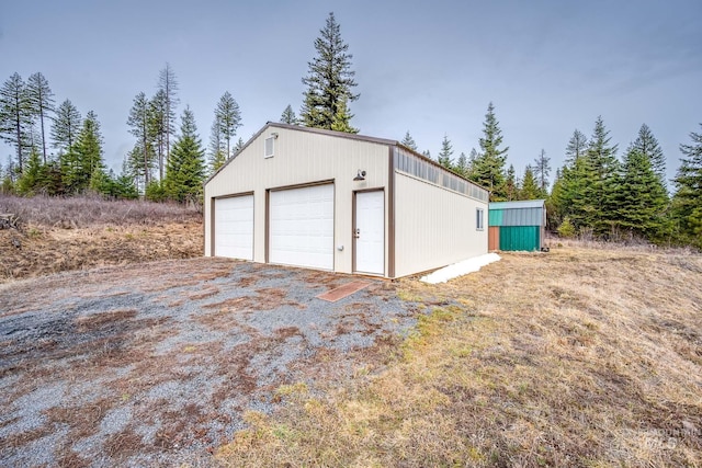 view of detached garage