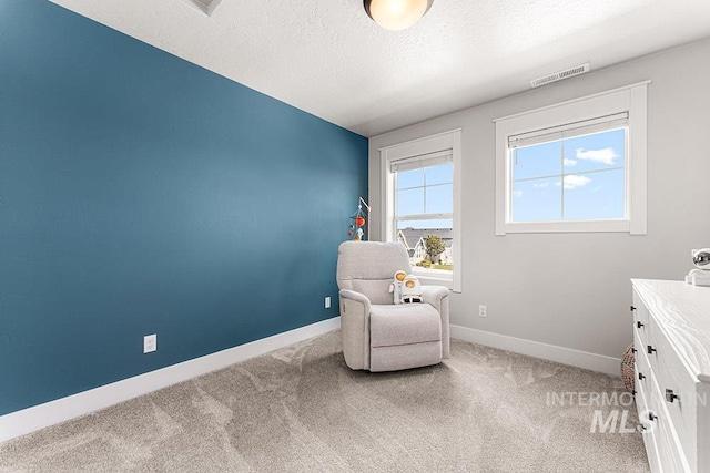 2251 N Garnet Creek Ave, Star, ID 83669 - living area featuring baseboards, carpet, and a textured ceiling