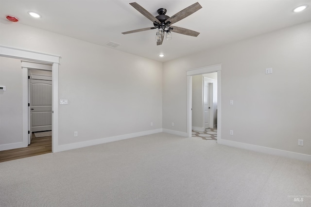 1442 Haizlee Way, Twin Falls, ID 83301 - spare room featuring light carpet, recessed lighting, and a ceiling fan