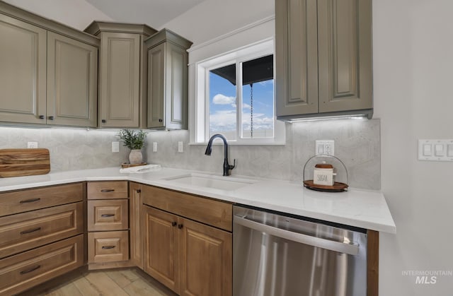 1442 Haizlee Way, Twin Falls, ID 83301 - kitchen featuring dishwasher, decorative backsplash, and light wood-style flooring