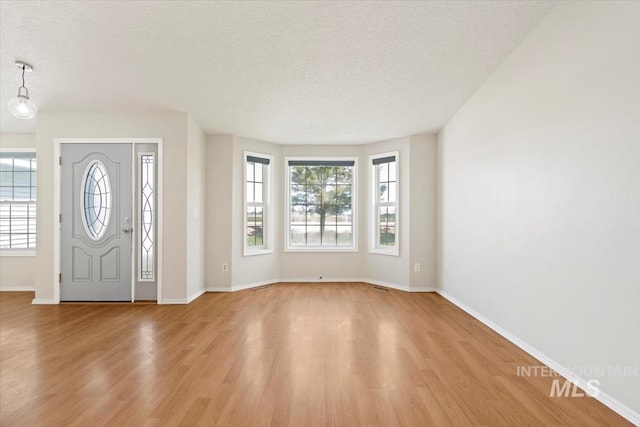 7267 Bowmont Rd, Nampa, ID 83686 - foyer with light wood-type flooring, healthy amount of natural light, a textured ceiling, and baseboards