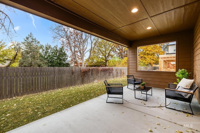 view of patio featuring a fenced backyard