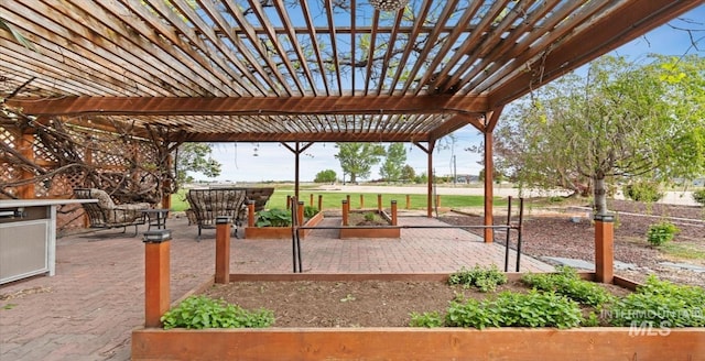 surrounding community featuring a patio area and a pergola