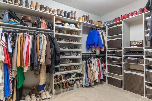 walk in closet featuring carpet