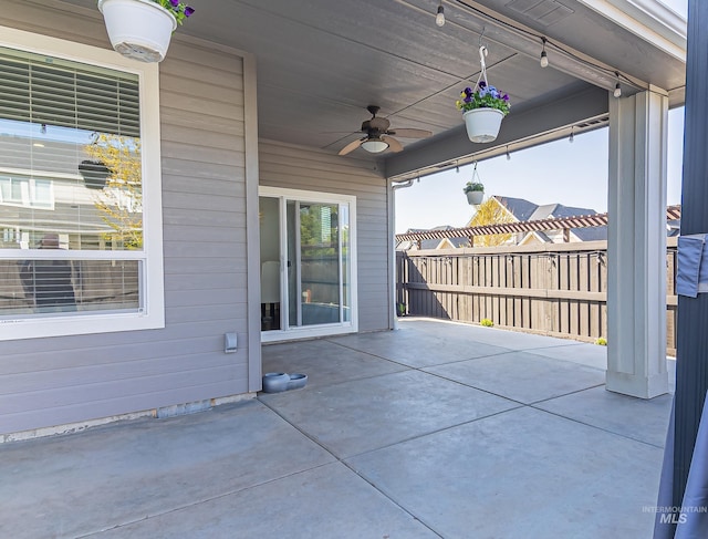 view of patio / terrace with a ceiling fan