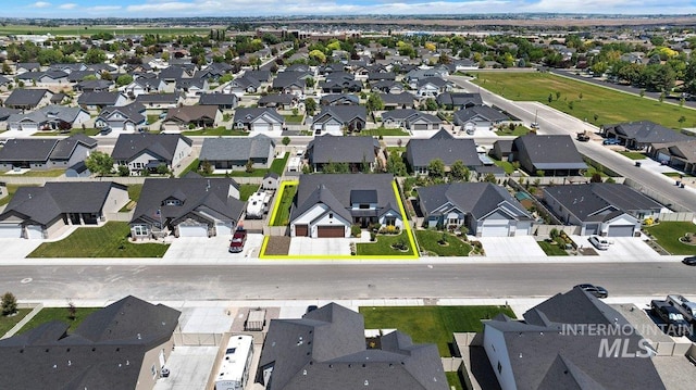drone / aerial view with a residential view