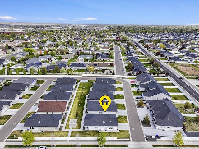 bird's eye view with a residential view